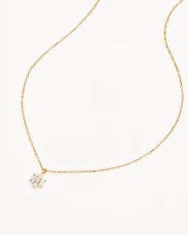 14k Solid Gold Crystal Lotus Flower Necklace