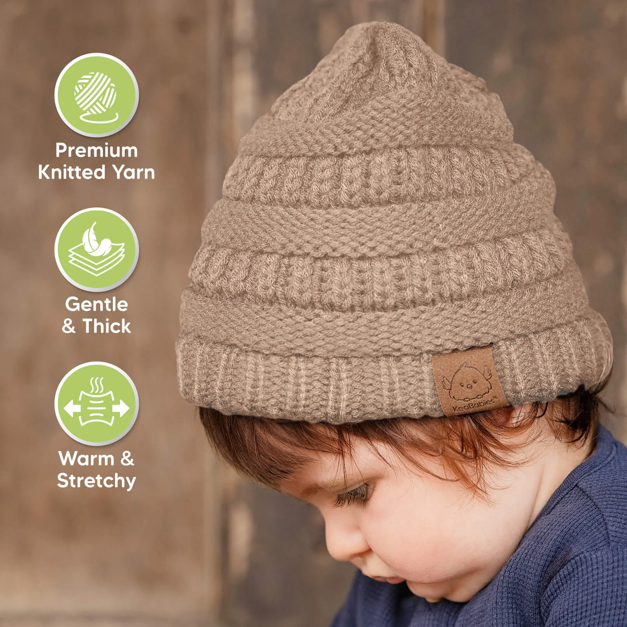 3-Pack Warmzy Baby Beanies (Dune, M)