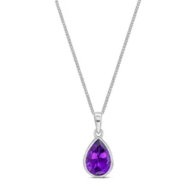 9ct White Gold Amethyst Teardrop Pendant 1.75ct