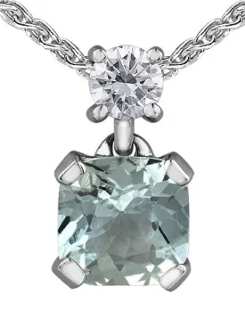 9ct White Gold Diamond and Aquamarine Necklace