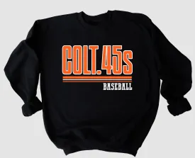 Black Gildan or Bella Canvas Colt 45 Baseball Sweatshirt/ Youth and Adult Sizes