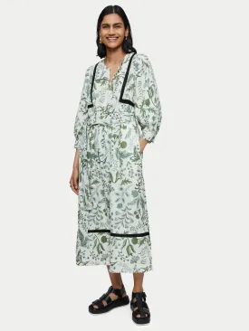 Botanist Floral Linen Dress | Green