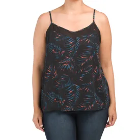 CARMEN MARC VALVO Women's Plus Tropical Print Adjustable Straps Cami Tank Top