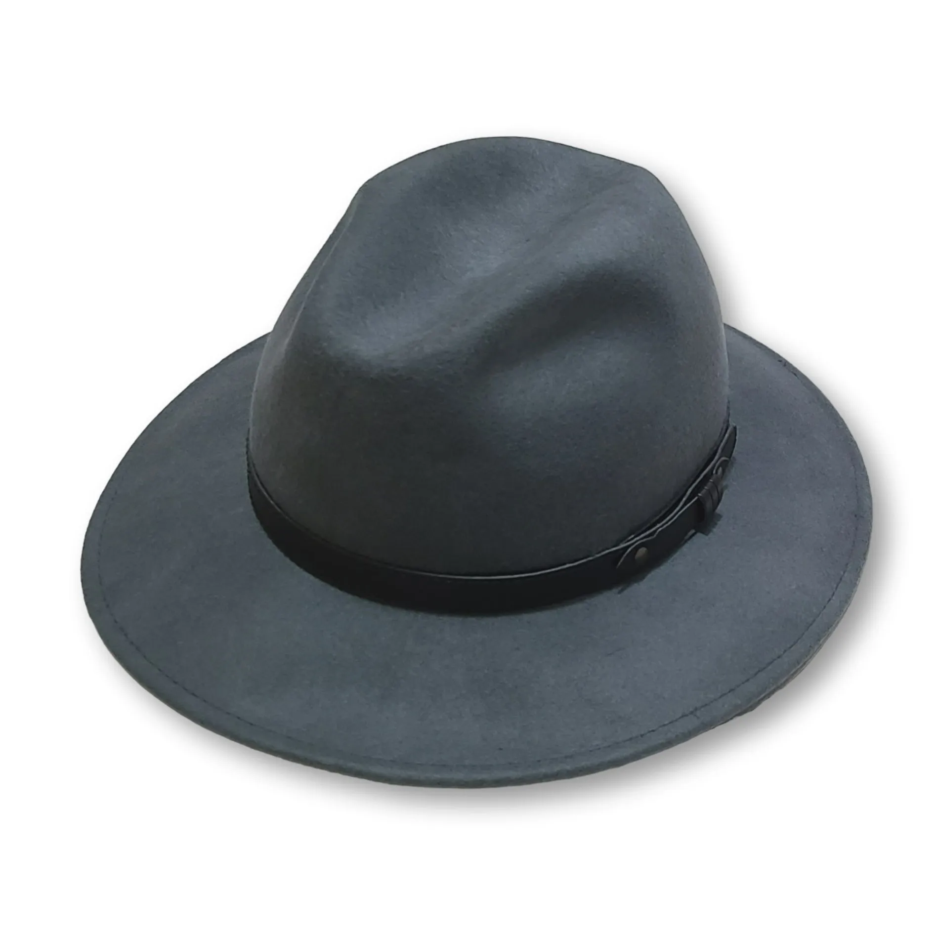 CINTELLI & GALLUZZO Made in Italy Wool Leather Trim Felt Fedora Hat