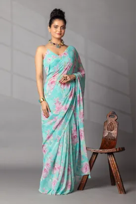 Digital Floral Printed Georgette Saree