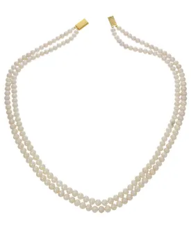 Elegant Double Line White Pearl Necklace