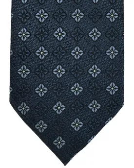 Ermenegildo Zegna Tie Dark Blue Gray Mini Floral