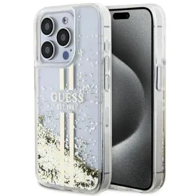 Guess Liquid Glitter Gold Stripes Hard Case for iphone 15 Pro 6.1" Transparent - GUHCP15LLFCSEGT