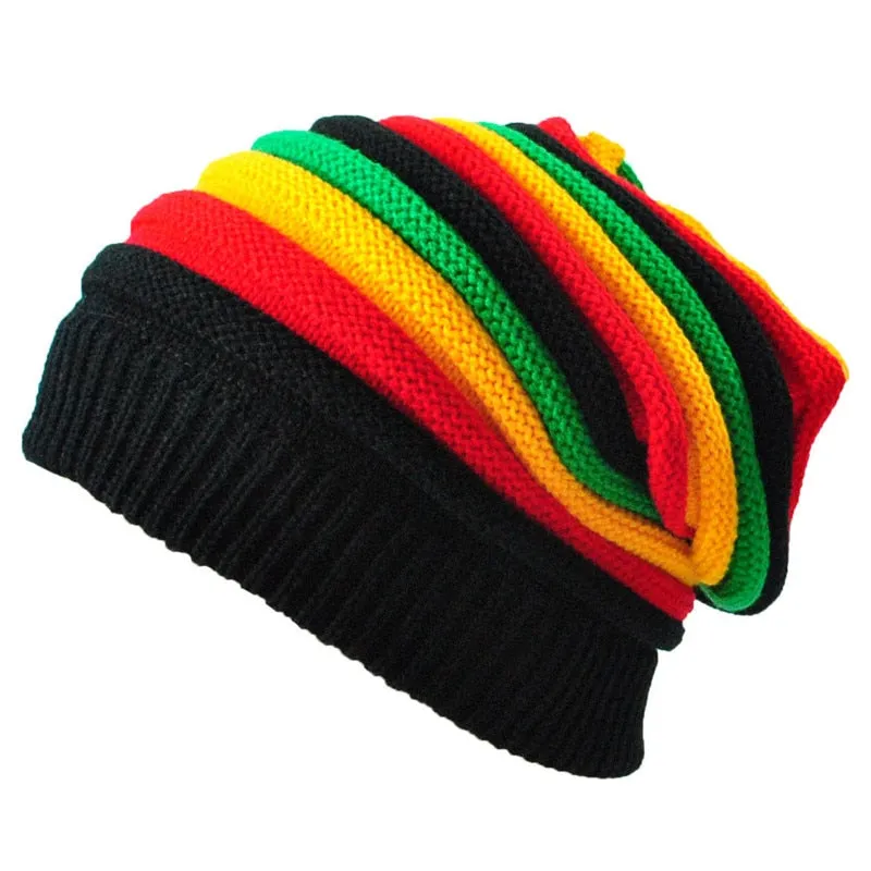 Jamaica Reggae Gorro Rasta Style Cappello Hip Pop Men's Winter Hats Female Red Yellow Green Black Fall Fashion Women's Knit Cap