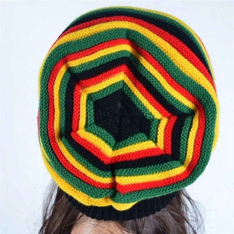 Jamaica Reggae Gorro Rasta Style Cappello Hip Pop Men's Winter Hats Female Red Yellow Green Black Fall Fashion Women's Knit Cap