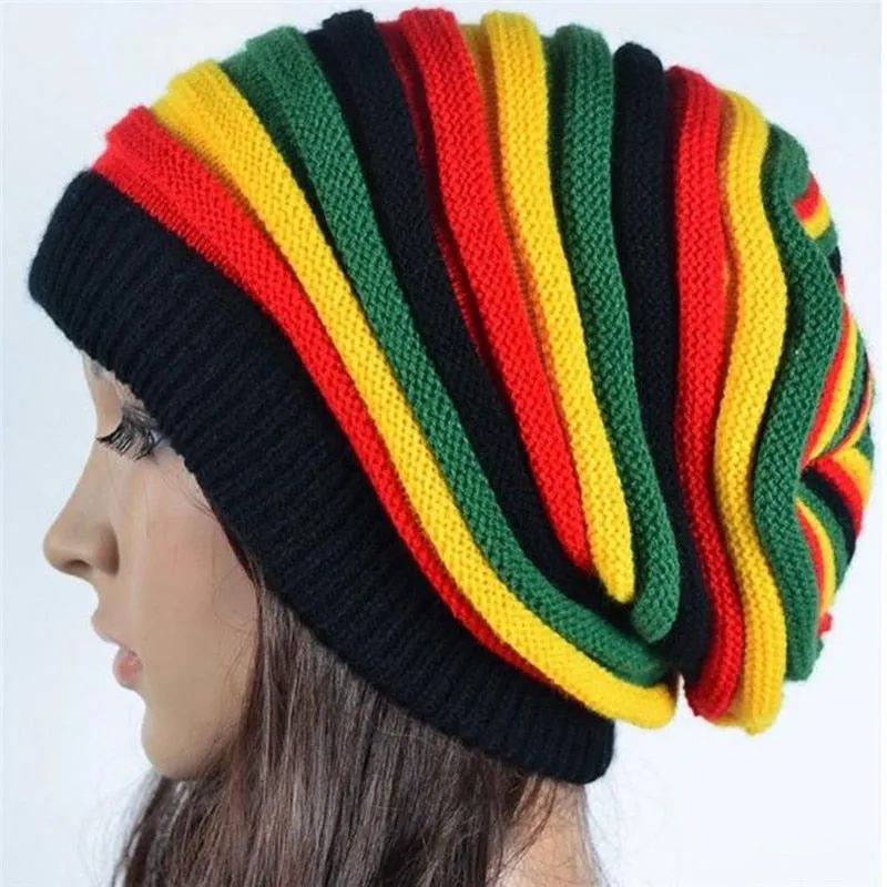 Jamaica Reggae Gorro Rasta Style Cappello Hip Pop Men's Winter Hats Female Red Yellow Green Black Fall Fashion Women's Knit Cap