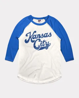 Kansas City Script White & Royal Raglan