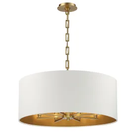 Lark 8 Light Pendant - White & Aged Brass