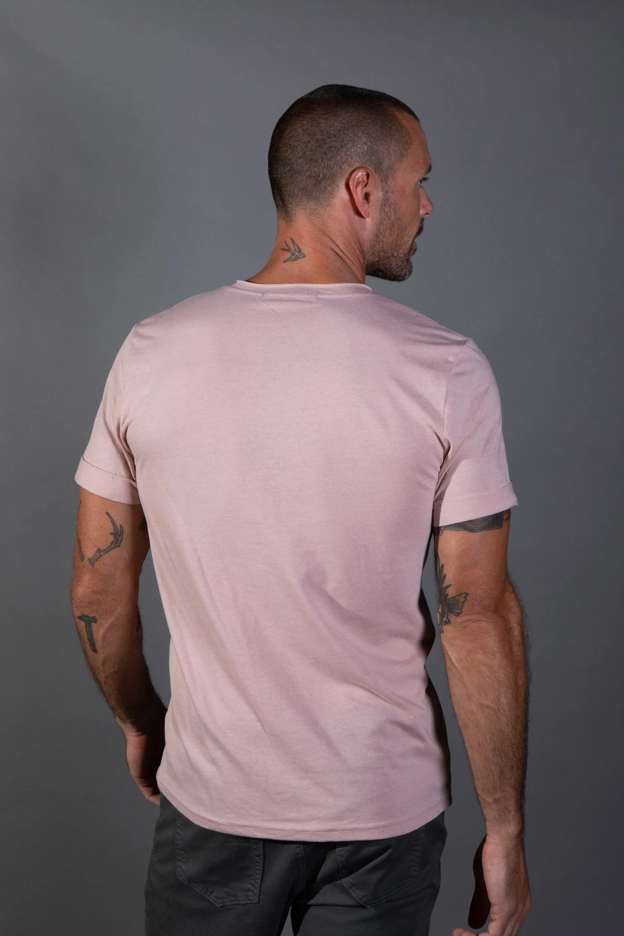 Men's Tri-Blend Stitch Sleeve V-Neck Tee