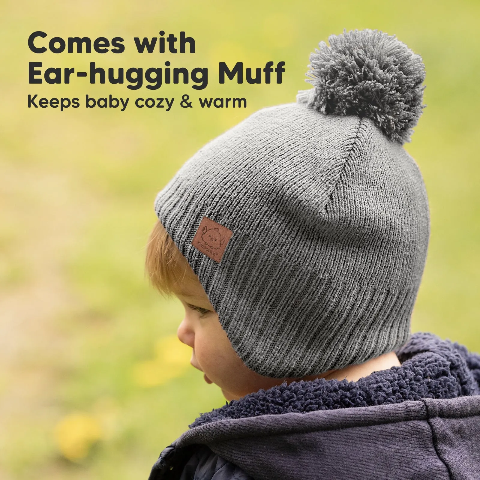 Muff Knitted Beanie (Gray)