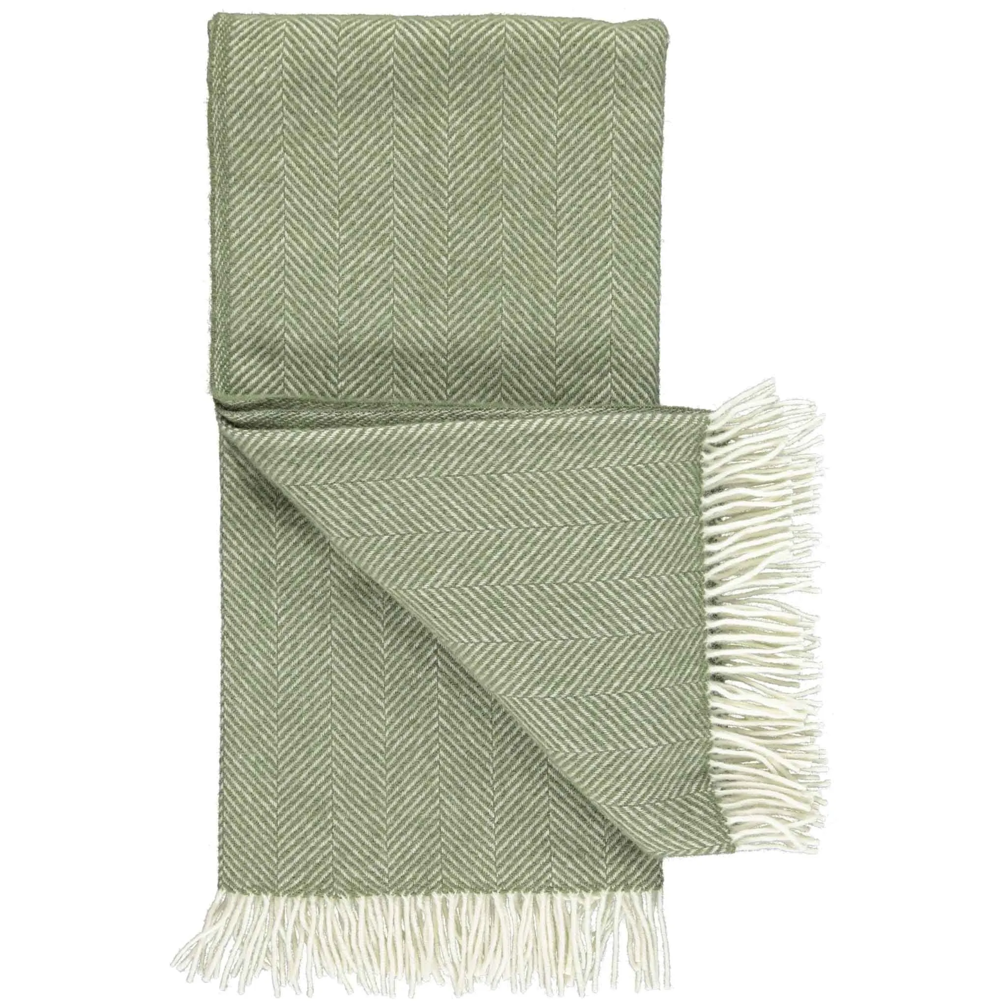 Olive Green Fishbone Wool Throw