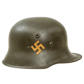 Original German Pre-WWII Early Single Decal Commercially Manufactured M1916 Police Helmet with Full Liner & Chinstrap