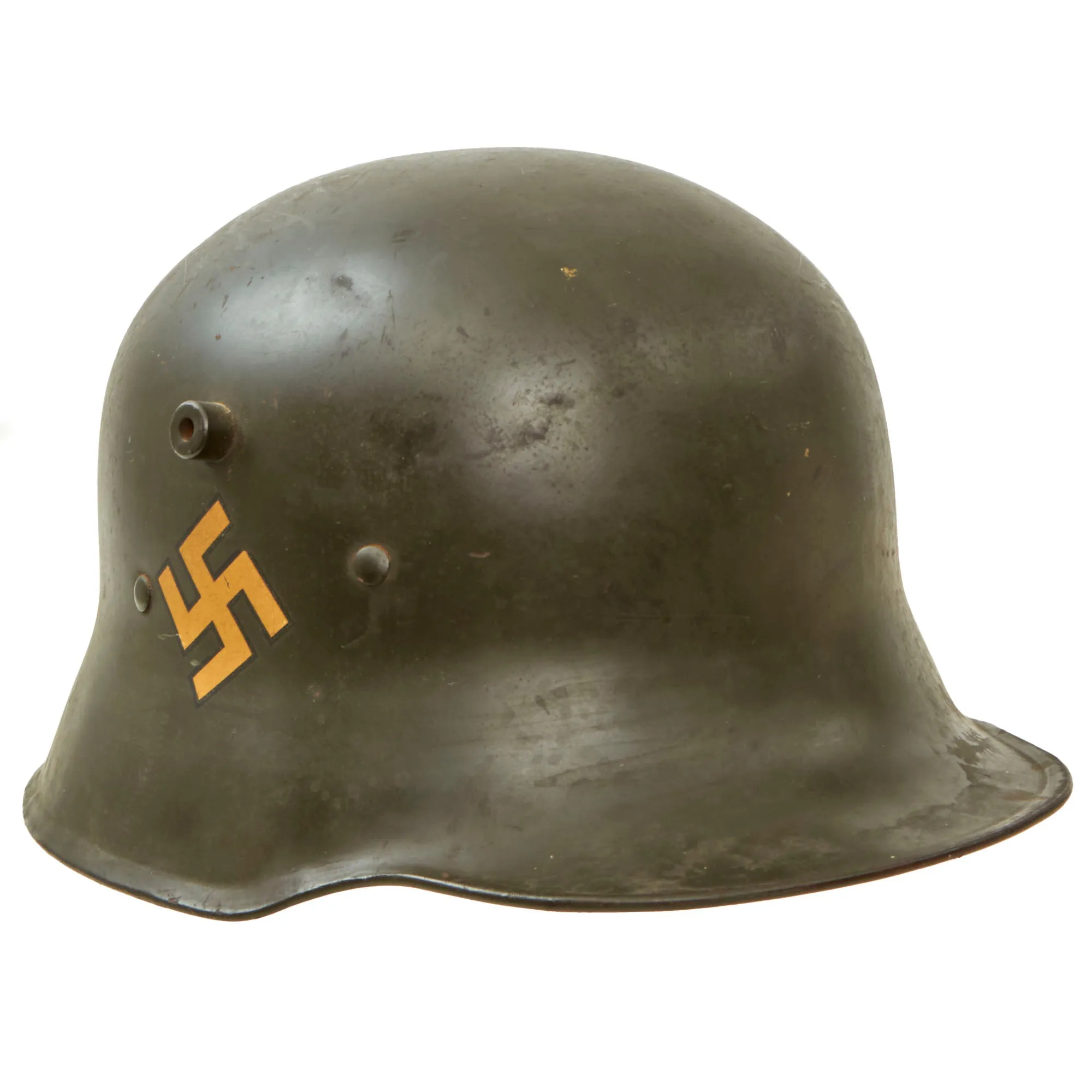 Original German Pre-WWII Early Single Decal Commercially Manufactured M1916 Police Helmet with Full Liner & Chinstrap