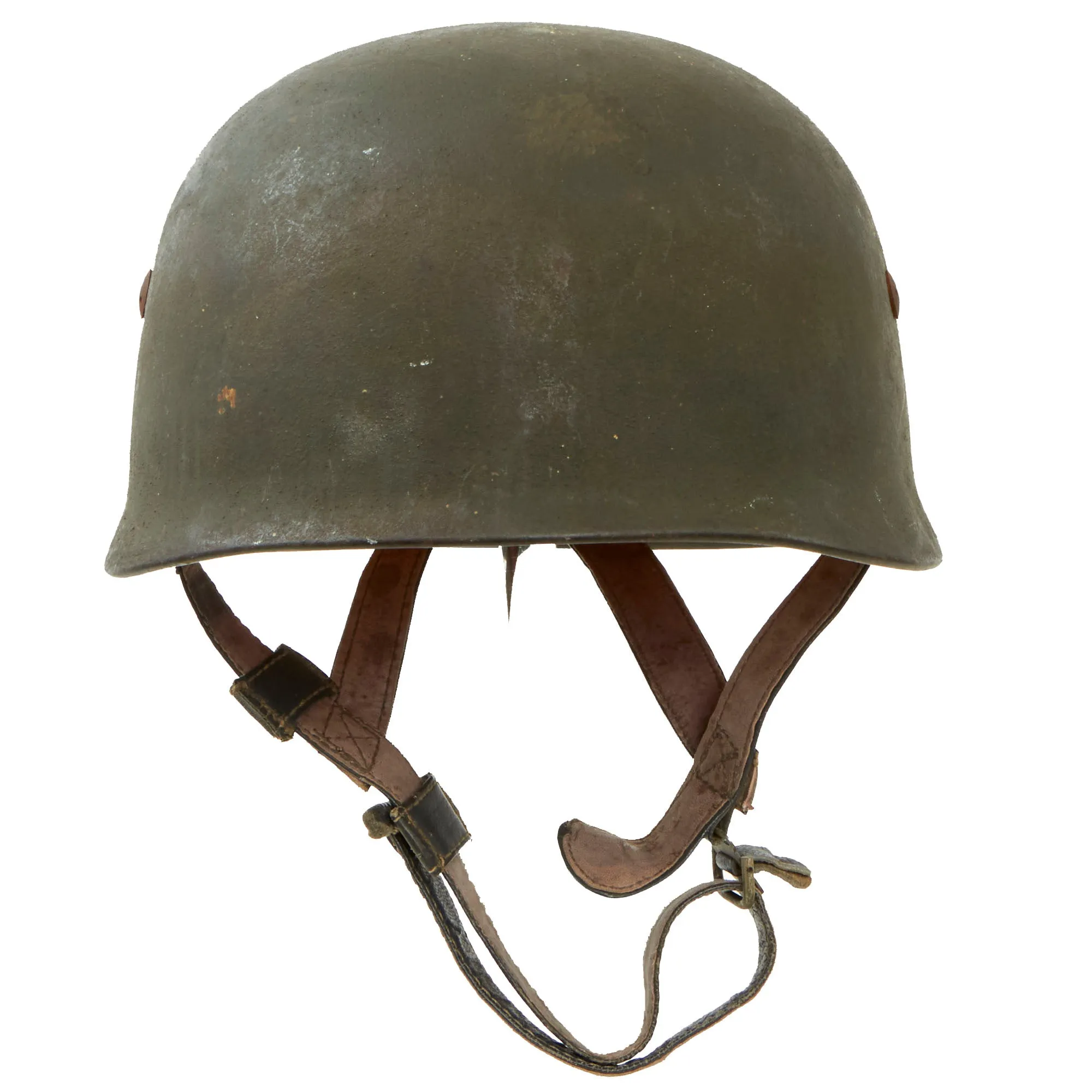 Original German WWII M-38 Luftwaffe Fallschirmjäger Paratrooper Helmet with Complete 56cm Liner and Chinstraps - CKL68