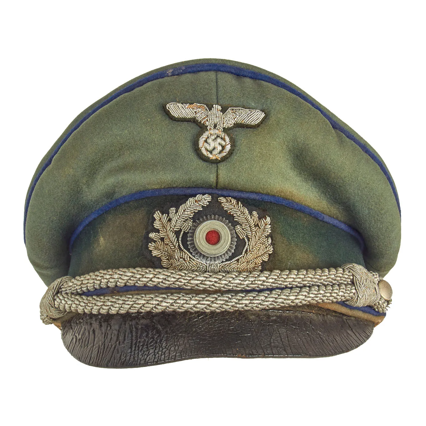 Original German WWII Military Medical Service Officer Schirmmütze Visor Crush Cap by Erwin Feudemann - Size 59