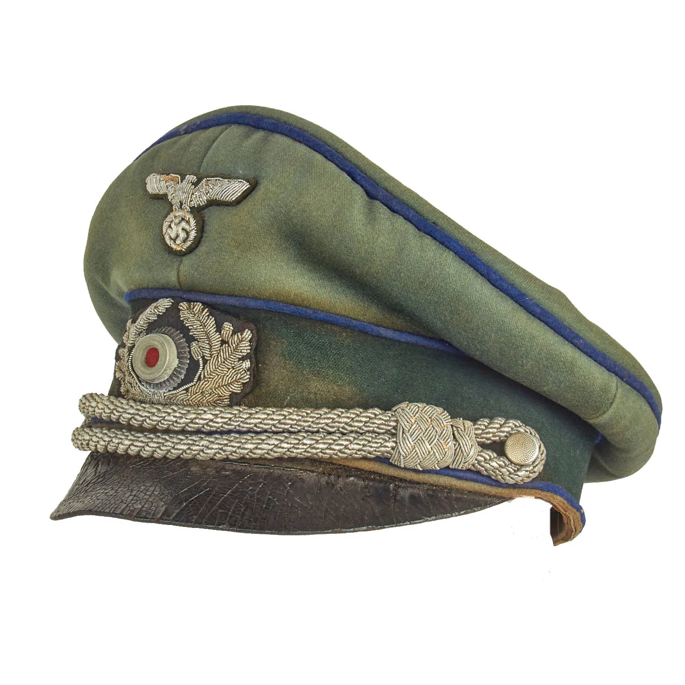 Original German WWII Military Medical Service Officer Schirmmütze Visor Crush Cap by Erwin Feudemann - Size 59