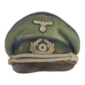 Original German WWII Military Medical Service Officer Schirmmütze Visor Crush Cap by Erwin Feudemann - Size 59