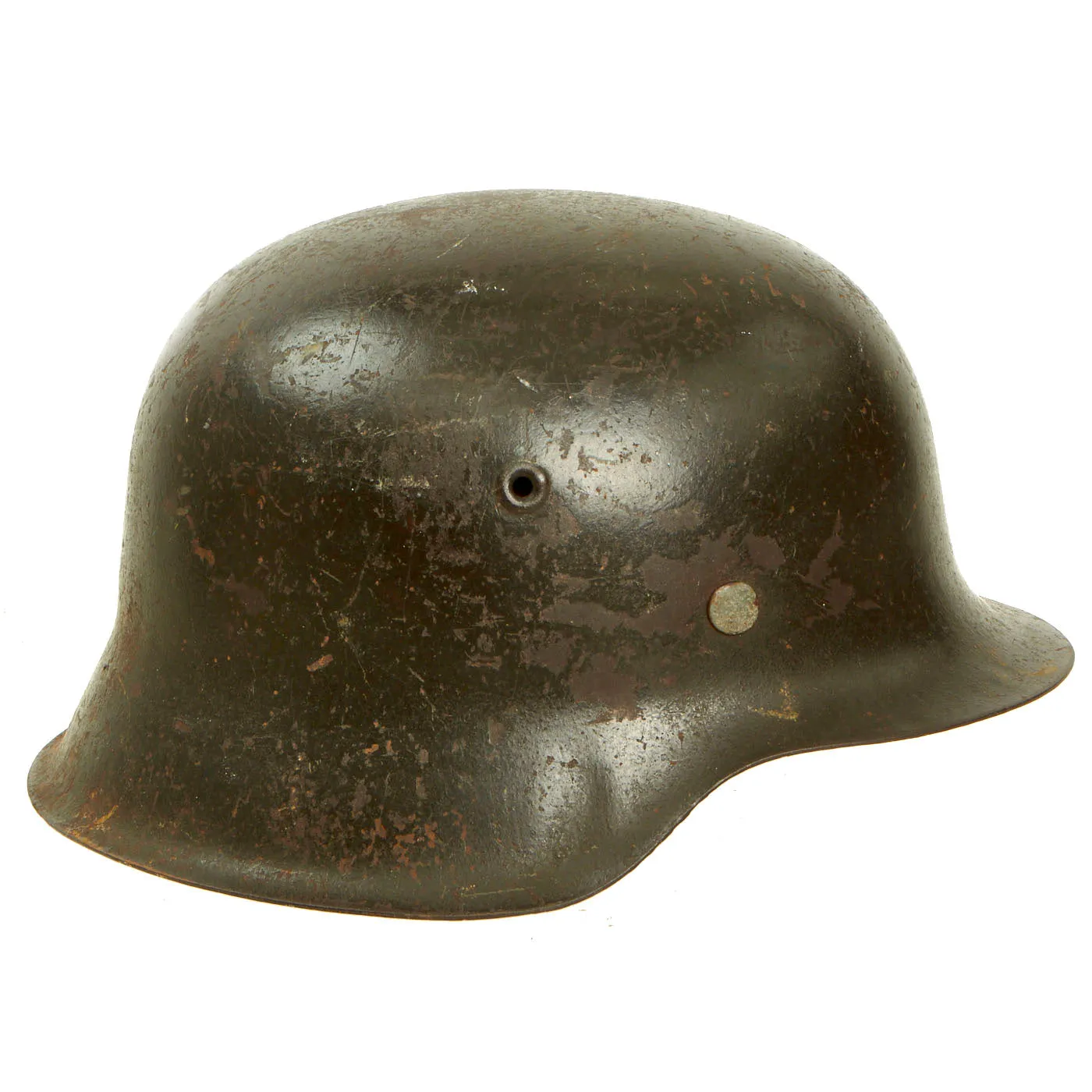 Original German WWII Named Army Heer M42 Single Decal Helmet with Partial Liner - Size 64 Shell