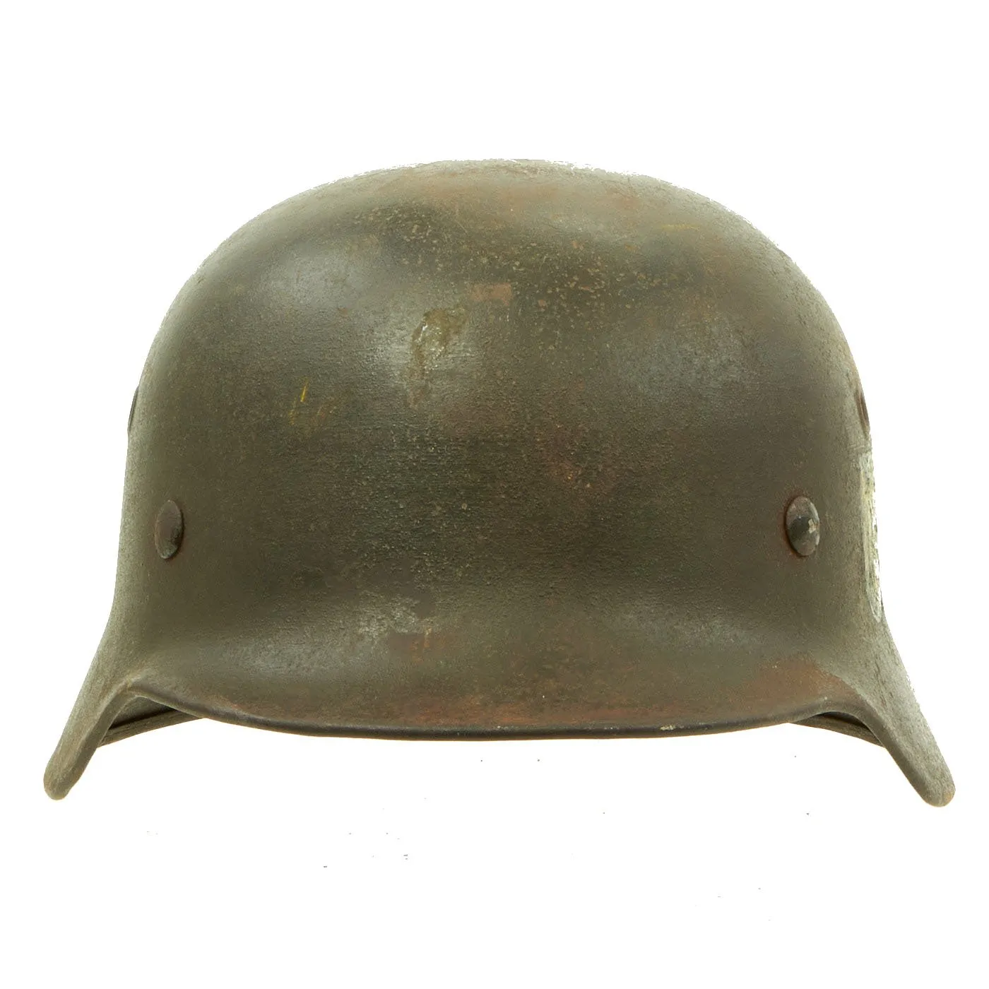 Original German WWII Named Service Worn M40 Single Decal Army Heer Helmet - ET64