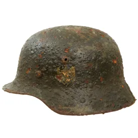 Original German WWII Relic Condition Siege of Leningrad "Dug Up" Army Heer M35 Double Decal Helmet - Size 64 Shell