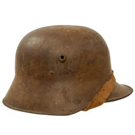 Original WWI Austro-Hungarian Model M18 “Hungarian” Steel Helmet by Berndorfer with Partial Liner & Scarce Chinstrap Configuration - Size 64