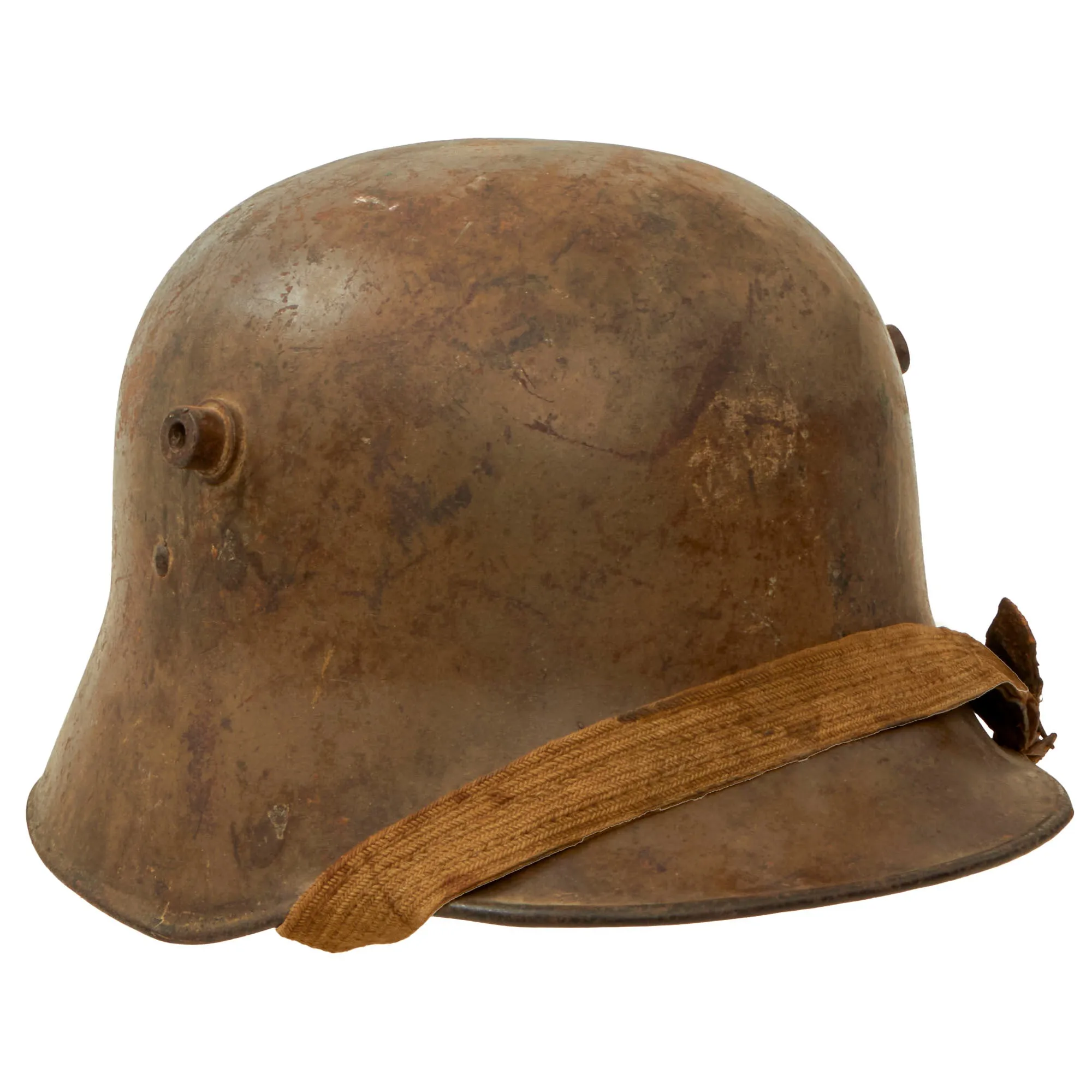 Original WWI Austro-Hungarian Model M18 “Hungarian” Steel Helmet by Berndorfer with Partial Liner & Scarce Chinstrap Configuration - Size 64