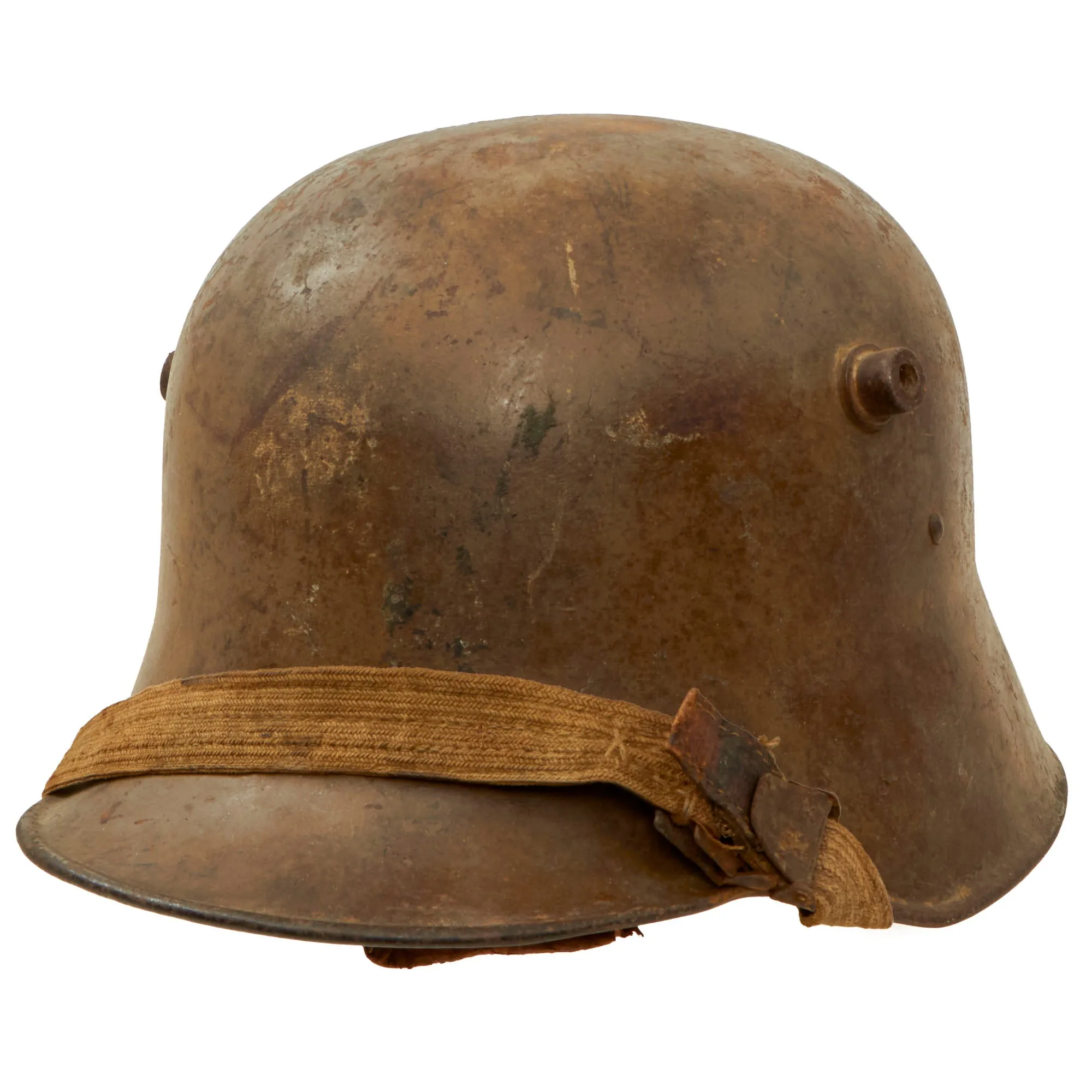 Original WWI Austro-Hungarian Model M18 “Hungarian” Steel Helmet by Berndorfer with Partial Liner & Scarce Chinstrap Configuration - Size 64