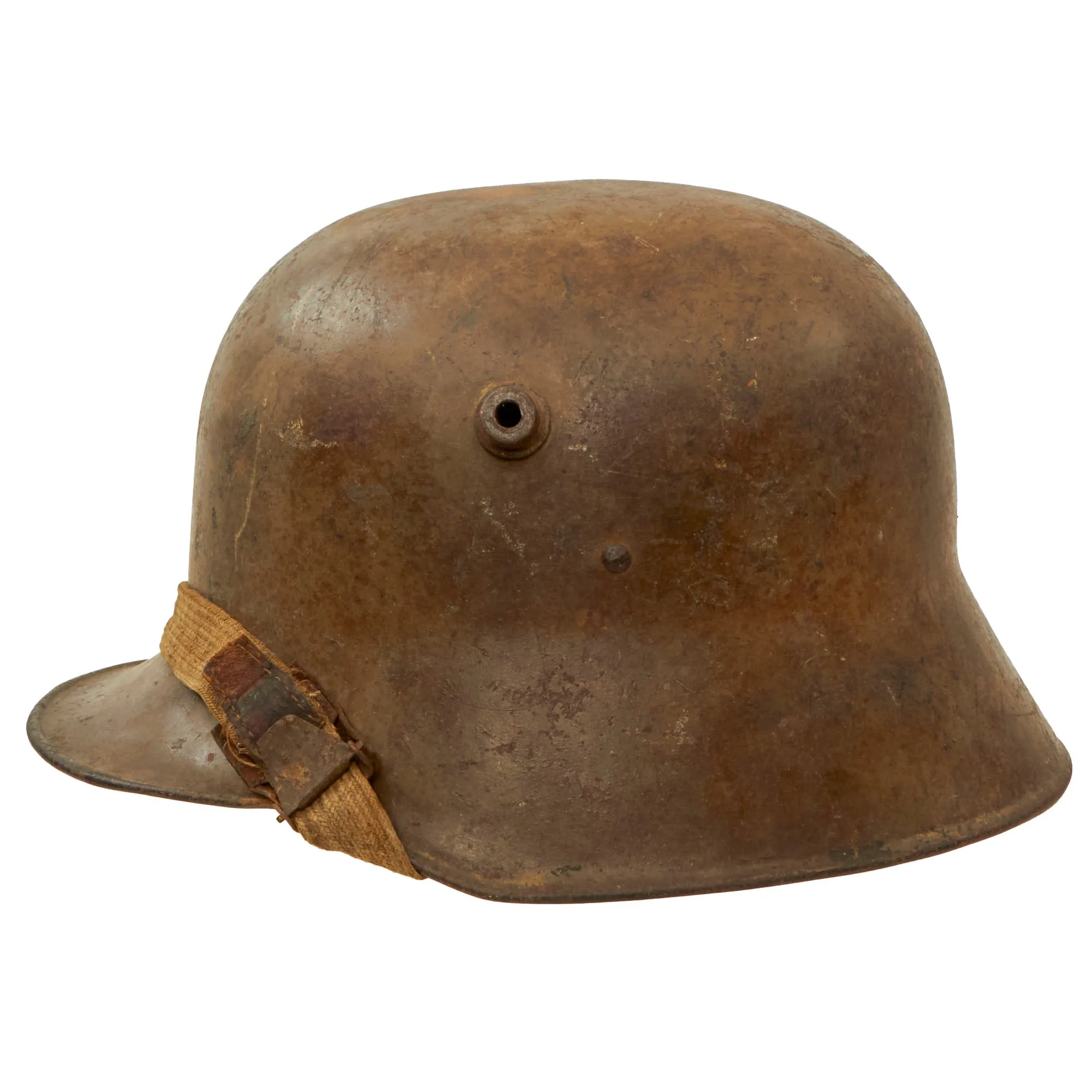 Original WWI Austro-Hungarian Model M18 “Hungarian” Steel Helmet by Berndorfer with Partial Liner & Scarce Chinstrap Configuration - Size 64