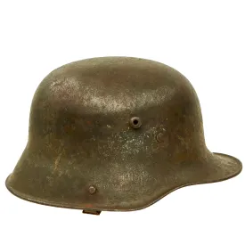 Original WWI Polish Used Austro-Hungarian M17 Steel Helmet with Liner - Massive Size, Marked TJ68