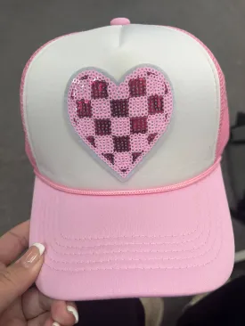 Sequin Heart Trucker Hat