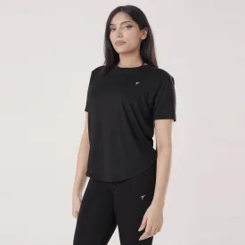 Tf-Premium Black Half Sleeve Women Mesh Tee