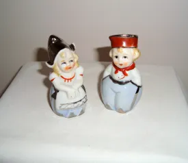 Vintage Ceramic Dutch Girl/ Boy Salt & Pepper Pots/ Shakers