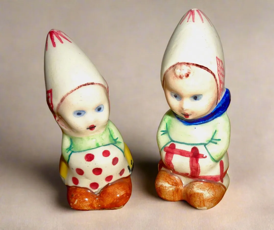 Vintage Ceramic Goebel Style Dutch Girl And Boy Novelty Salt & Pepper Pots