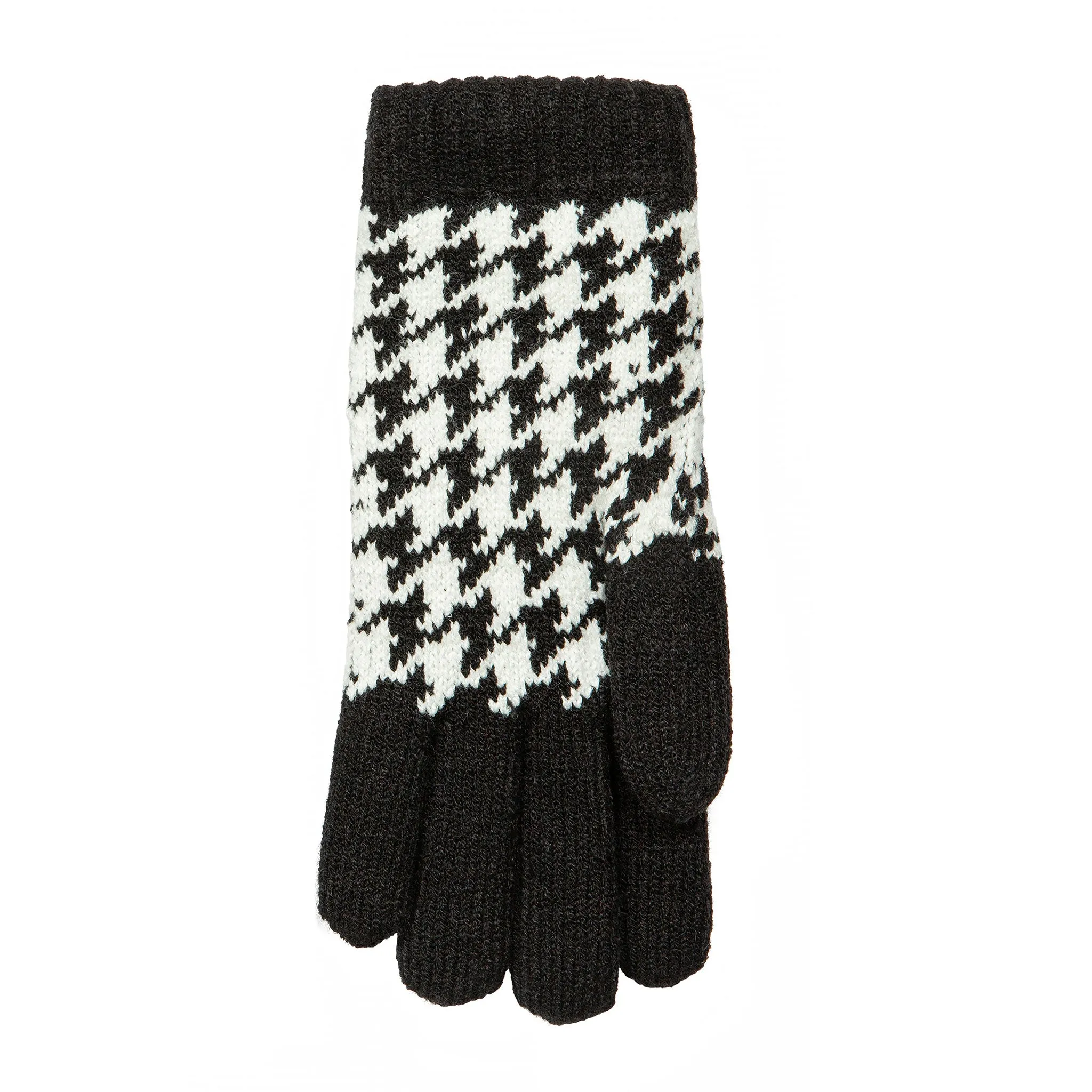 Women’s Jacquard Knitted Gloves with Dogtooth Pattern