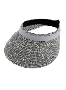 Women's Marl Straw Sun Visor with Ribbon Band